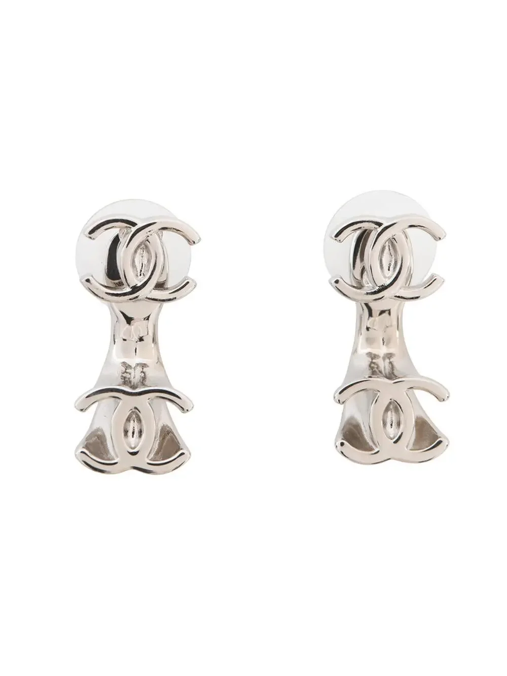 Chanel Cc Logo Earrings Silver-Tone #299780C14B